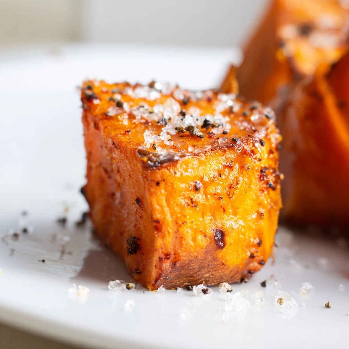Golden roasted sweet potato fries with crispy edges, seasoned with smoky paprika and served as a healthy snack or side.