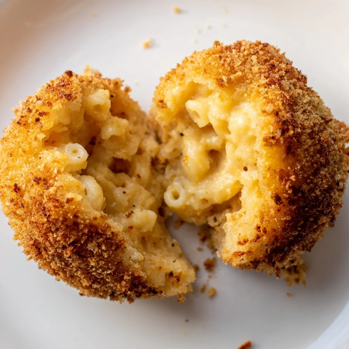Golden Game Day Fried Mac and Cheese Balls are stacked high on a platter, steam rising from the crunchy, cheesy snack.