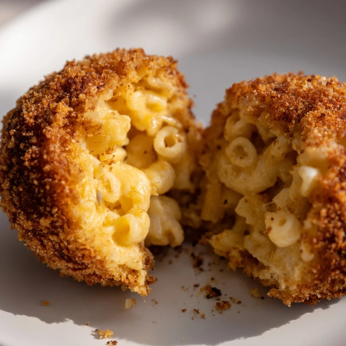 Game Day Fried Mac and Cheese balls with a golden crust sit beside spicy ketchup, ready for a party platter.
