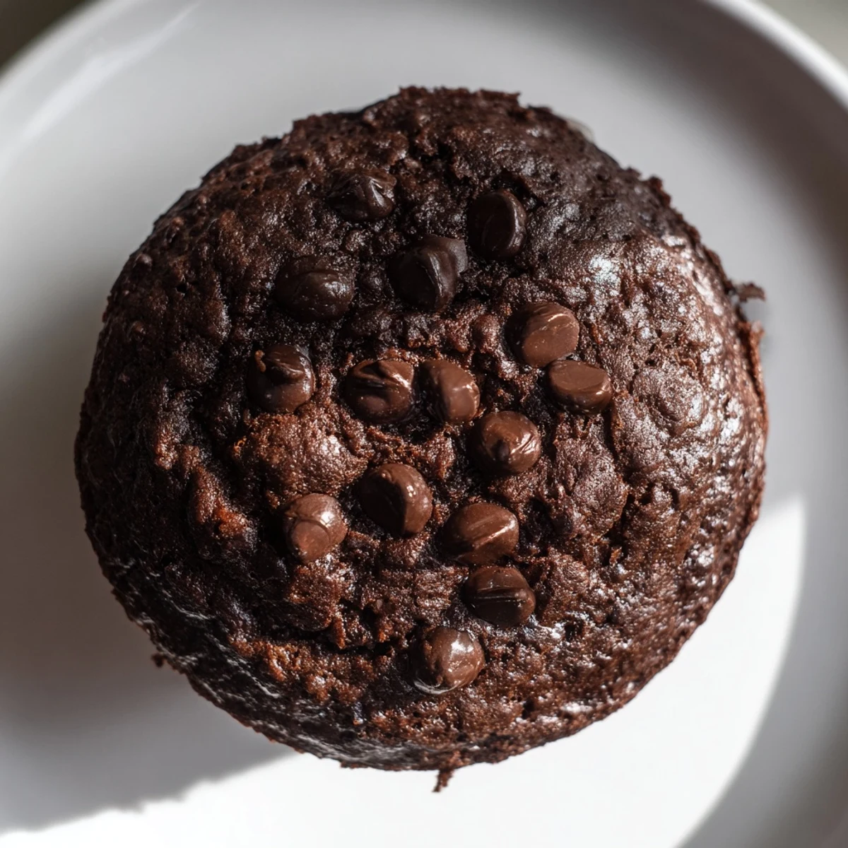 Close-up of freshly baked Chocolate Muffin Tops with Chips on a wire rack, highlighting the gooey chocolate chips and moist crumb, ideal for serving with milk.