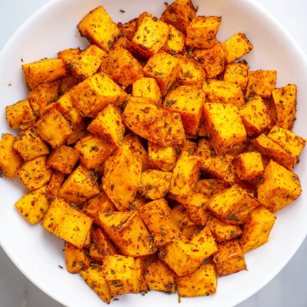 Freshly roasted Creole Spiced Sweet Potatoes served warm, ideal for a Southern-inspired meal.