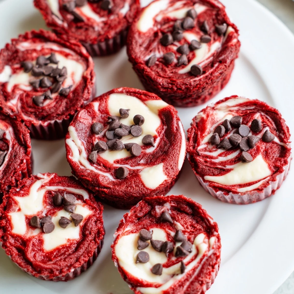 Delicious Red Velvet Cheesecake Brownie Bites topped with a dollop of whipped cream for serving.