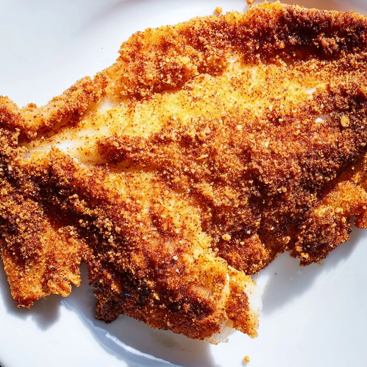 Golden-brown Louisiana Style Fried Catfish fillets piled high on a wire rack, served with lemon wedges and creamy tartar sauce.