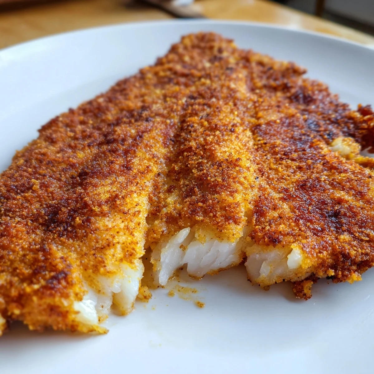 Perfectly fried Southern catfish fillets ready to be served alongside hush puppies and coleslaw.