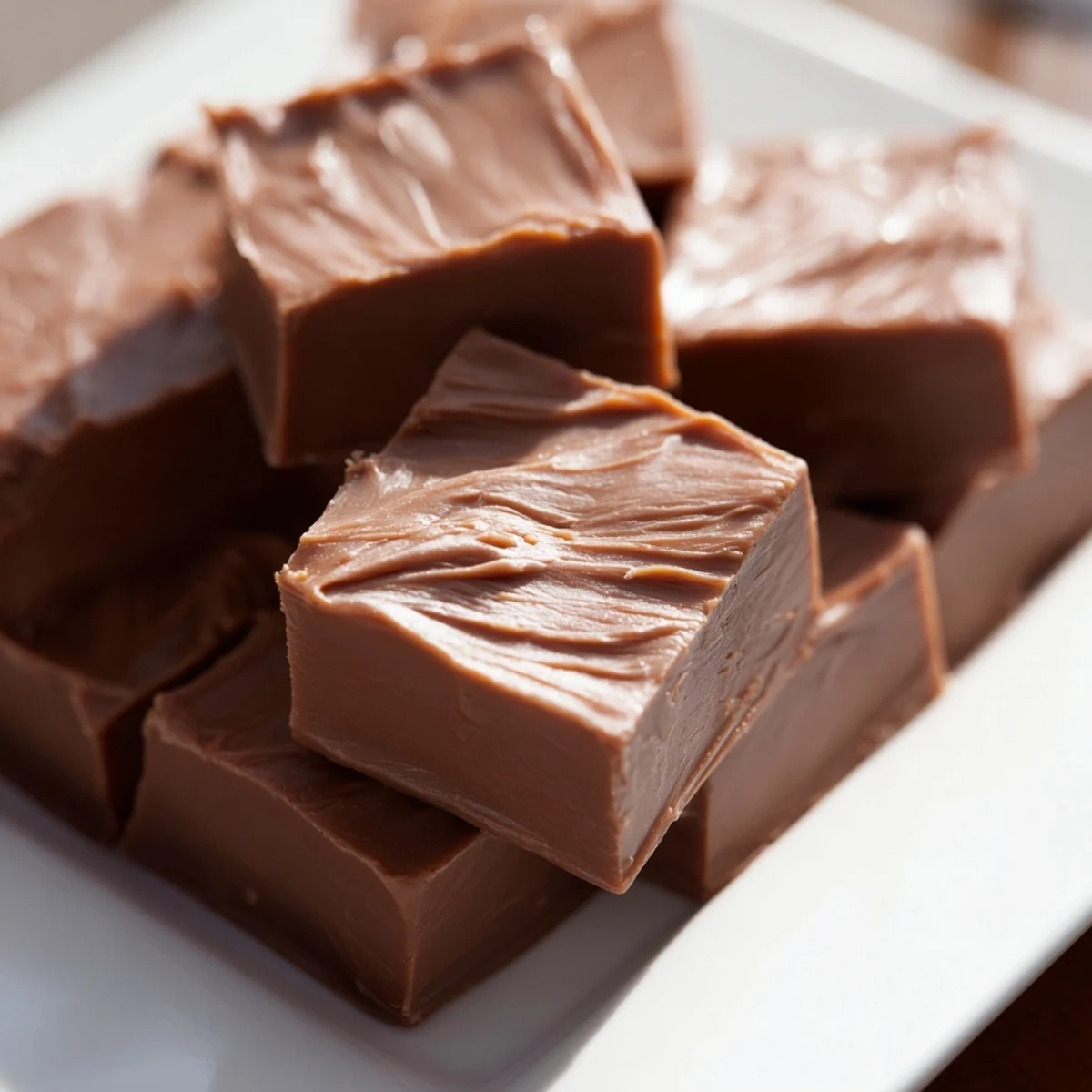 Homemade Irish Cream Fudge arranged neatly in an 8-inch square pan, ready to chill and cut into bite-sized treats for parties.