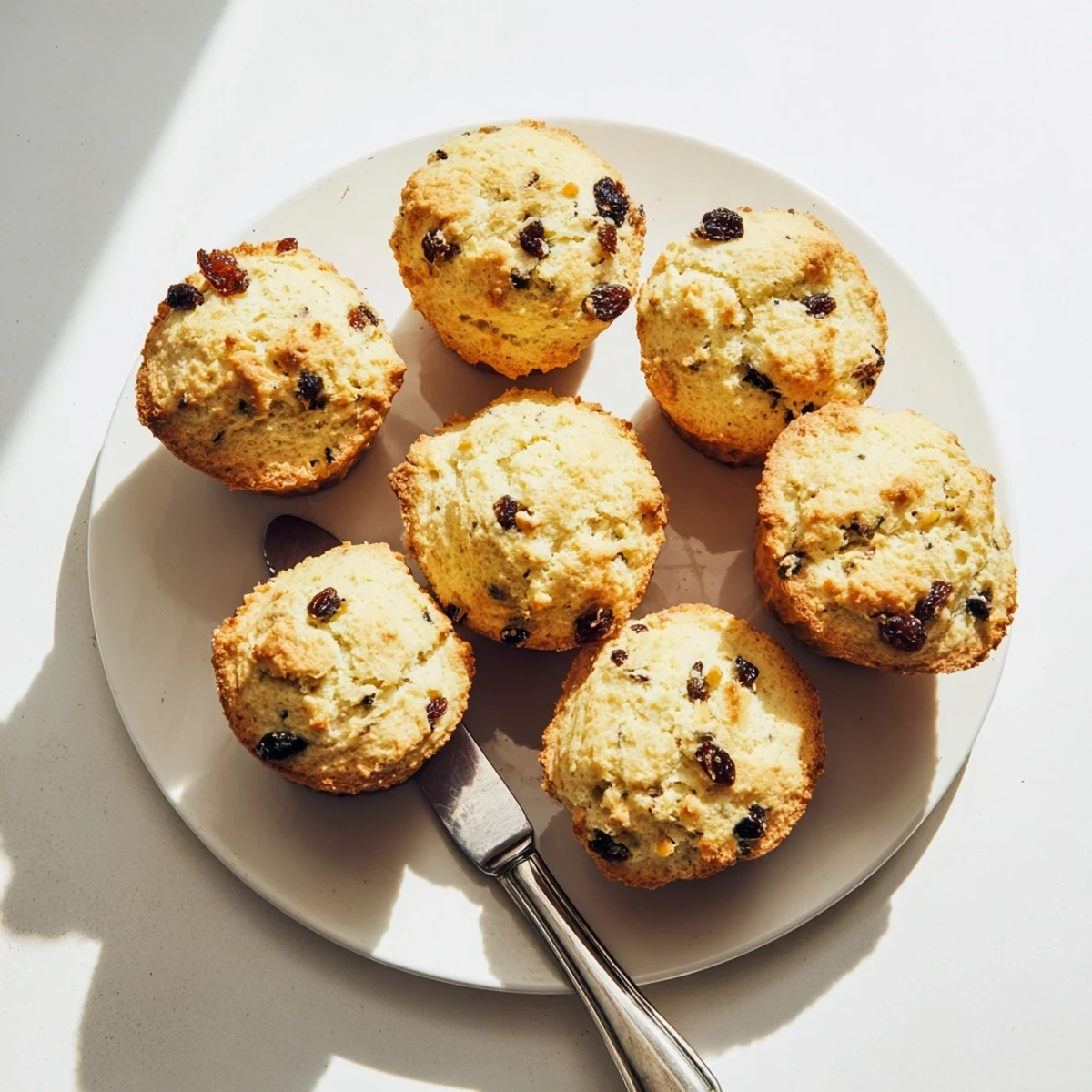 Irish Soda Bread Muffins with Currants cooling on a wire rack, with orange zest visible inside.