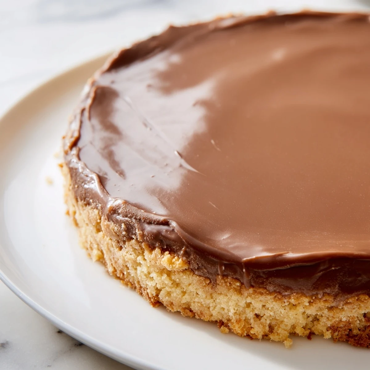 A close-up of Twix Cookies showing the golden-brown shortbread base, smooth caramel layer, and shiny milk chocolate topping, perfect for a festive dessert tray.