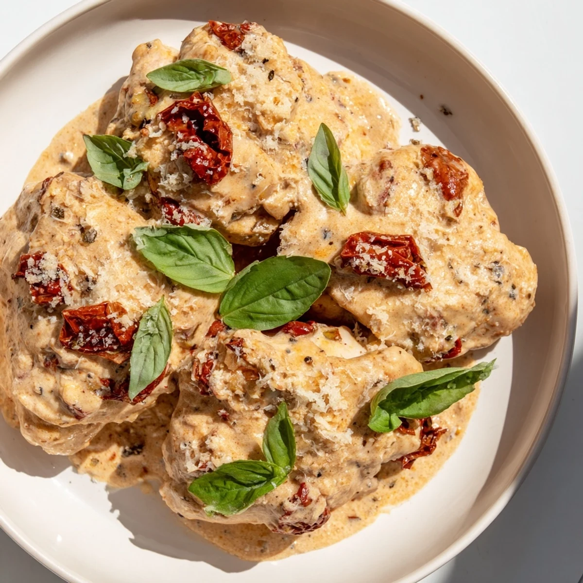 Tender Marry Me Slow Cooker Chicken Breast served over pasta for a cozy dinner.