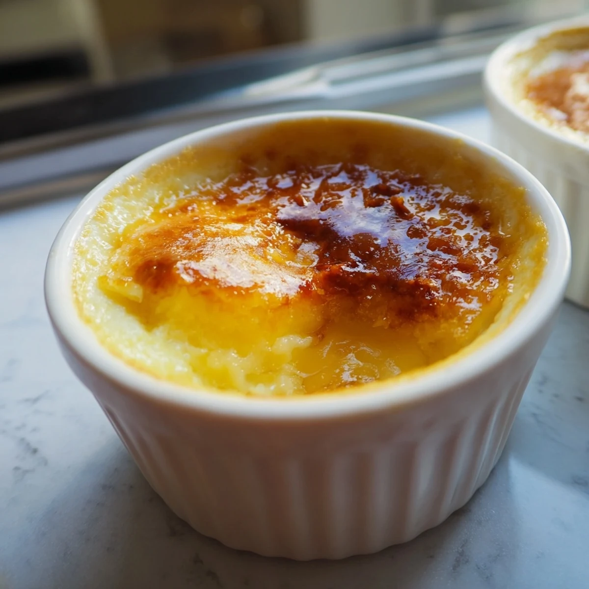 Classic Baked Milk Pudding reveals a creamy vanilla custard with a spoon-ready wobble.