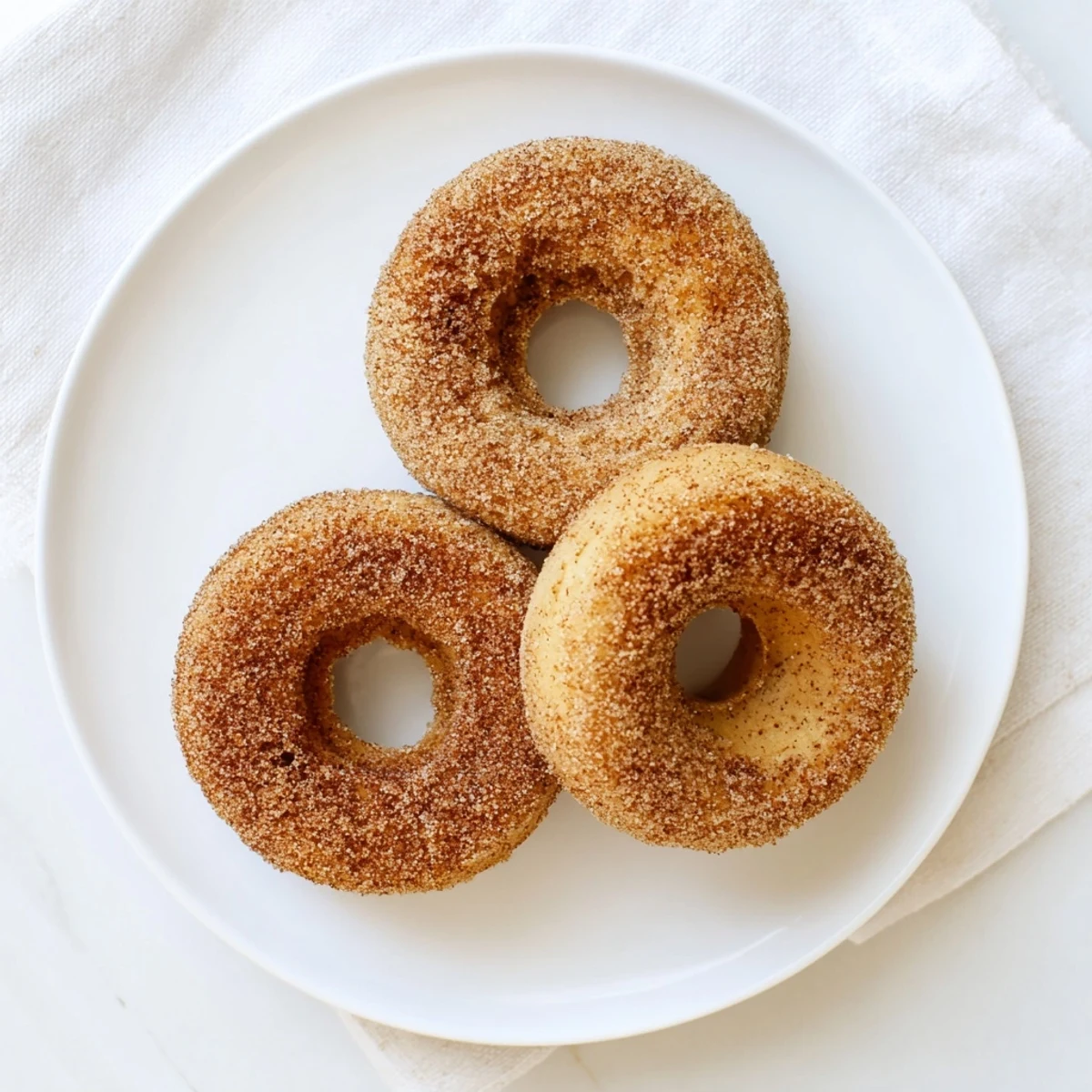 A plate of Delicious Baked Cinnamon Sugar Donuts you can’t resist, dusted in sweet cinnamon sugar and paired with a fresh cup of coffee.