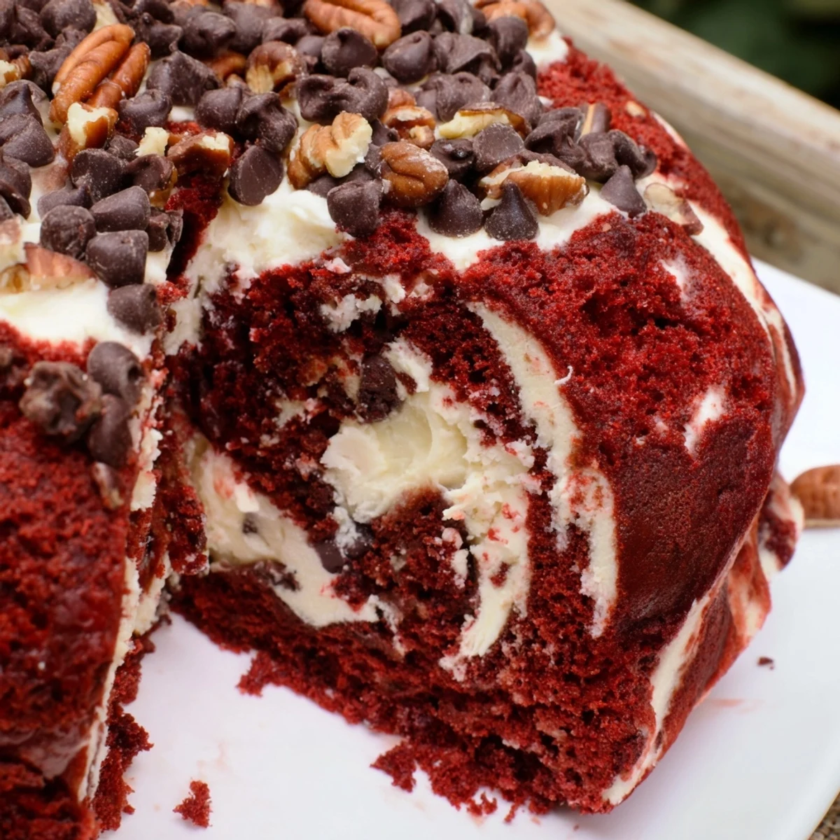 Moist Red Velvet Earthquake Cake recipe with gooey swirls, perfect for a festive dessert or family gathering in the U.S.
