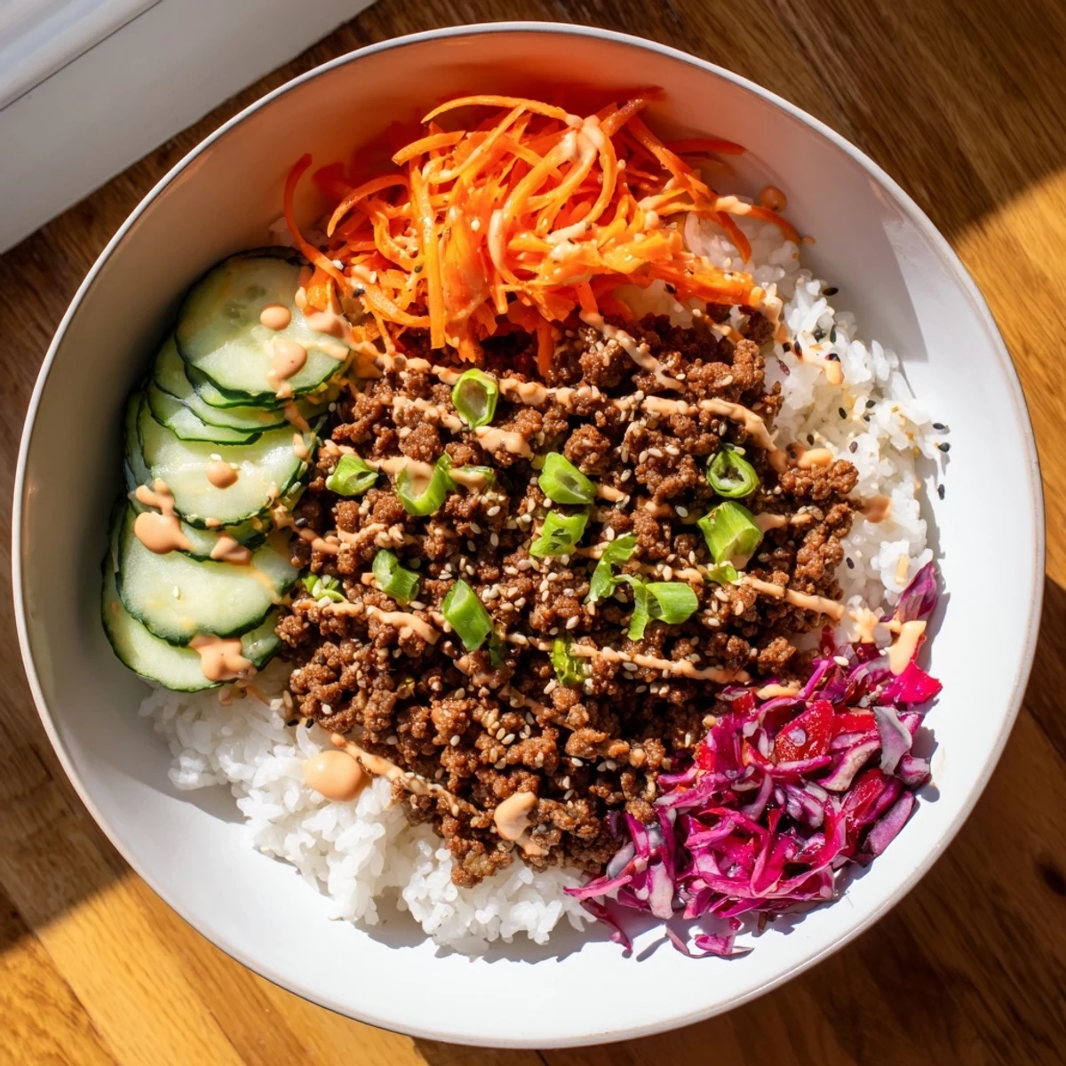 Korean Beef Bowl with Spicy Mayo