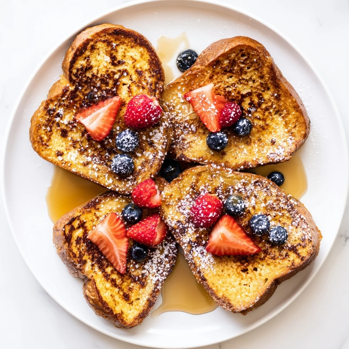 Cinnamon-spiced vegan French toast breakfast plate topped with sliced bananas