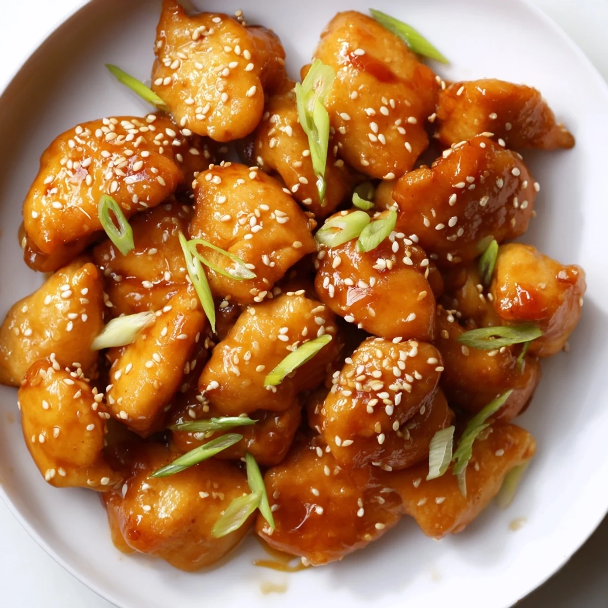 Tender honey chicken coated in glossy caramelized sauce served over steamed white rice