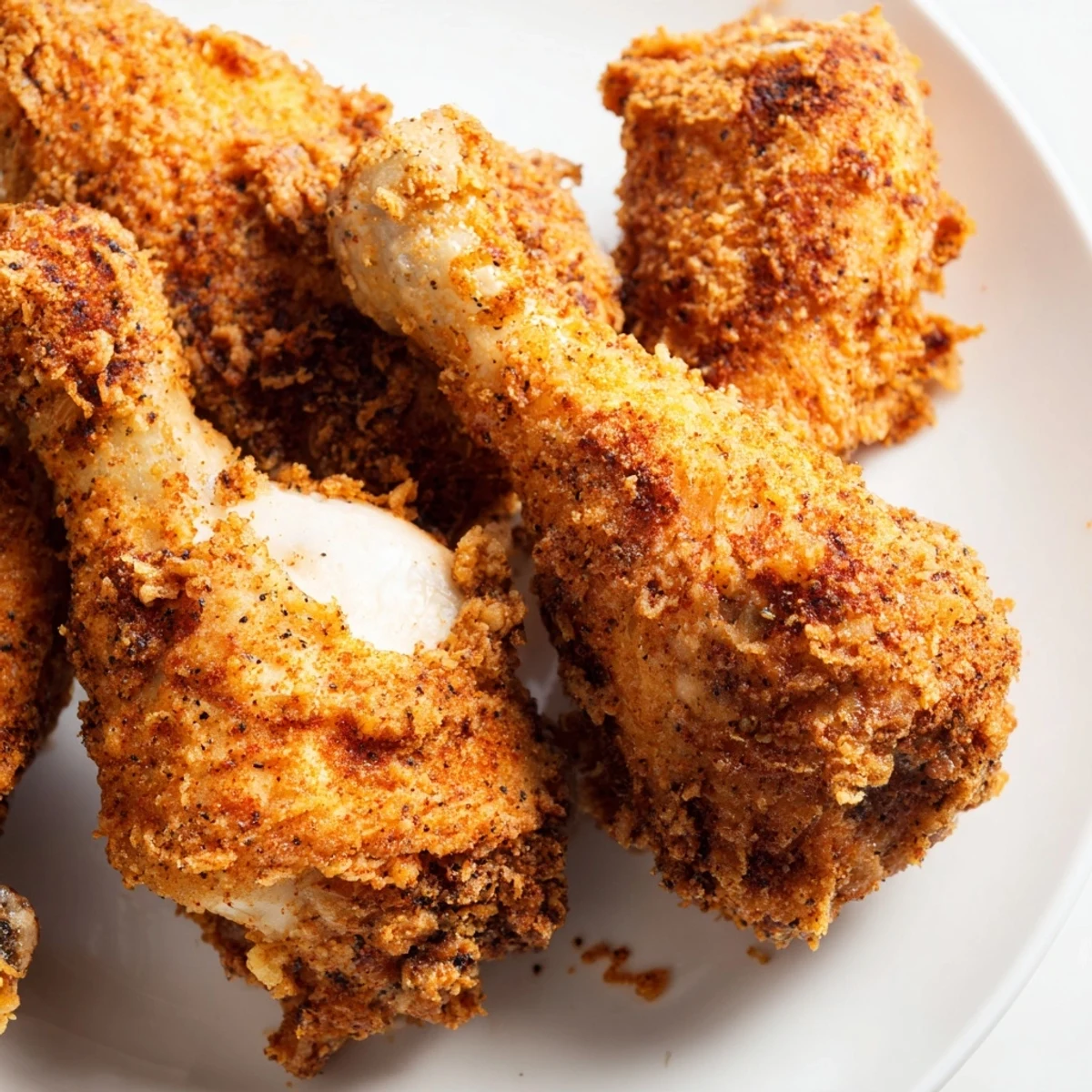Juicy buttermilk marinated Southern fried chicken pieces with a perfectly seasoned flour coating and golden crust
