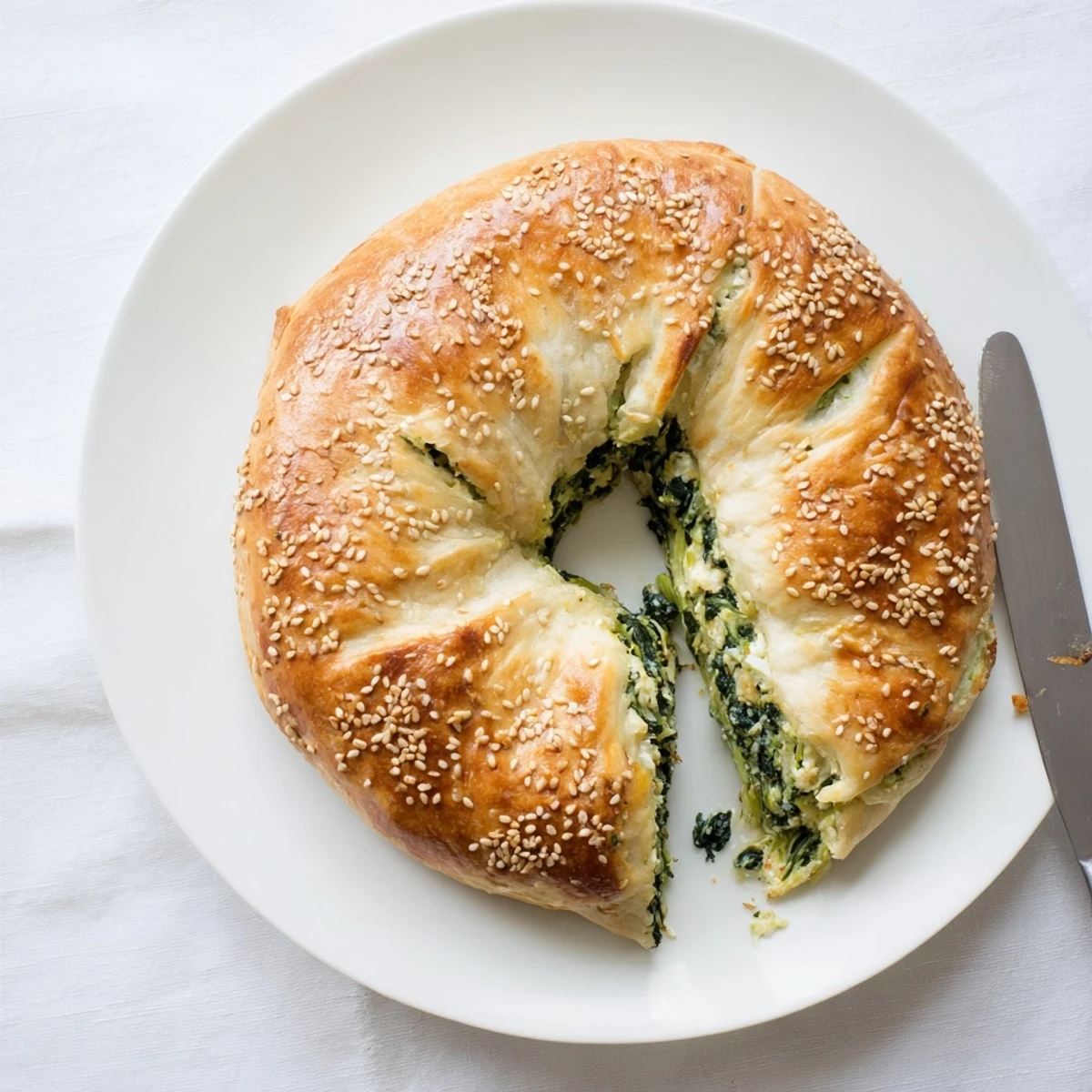 Chewy flatbread bagels stuffed with creamy spinach and cottage cheese filling, golden brown and warm