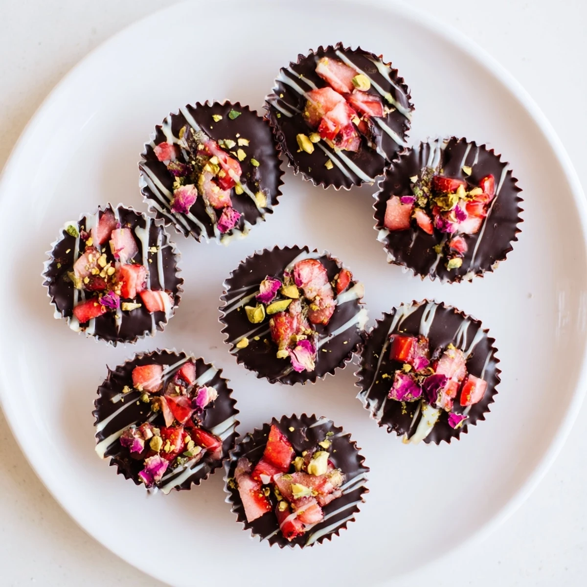 Decadent Dubai chocolate covered strawberry cups drizzled with white chocolate and edible gold