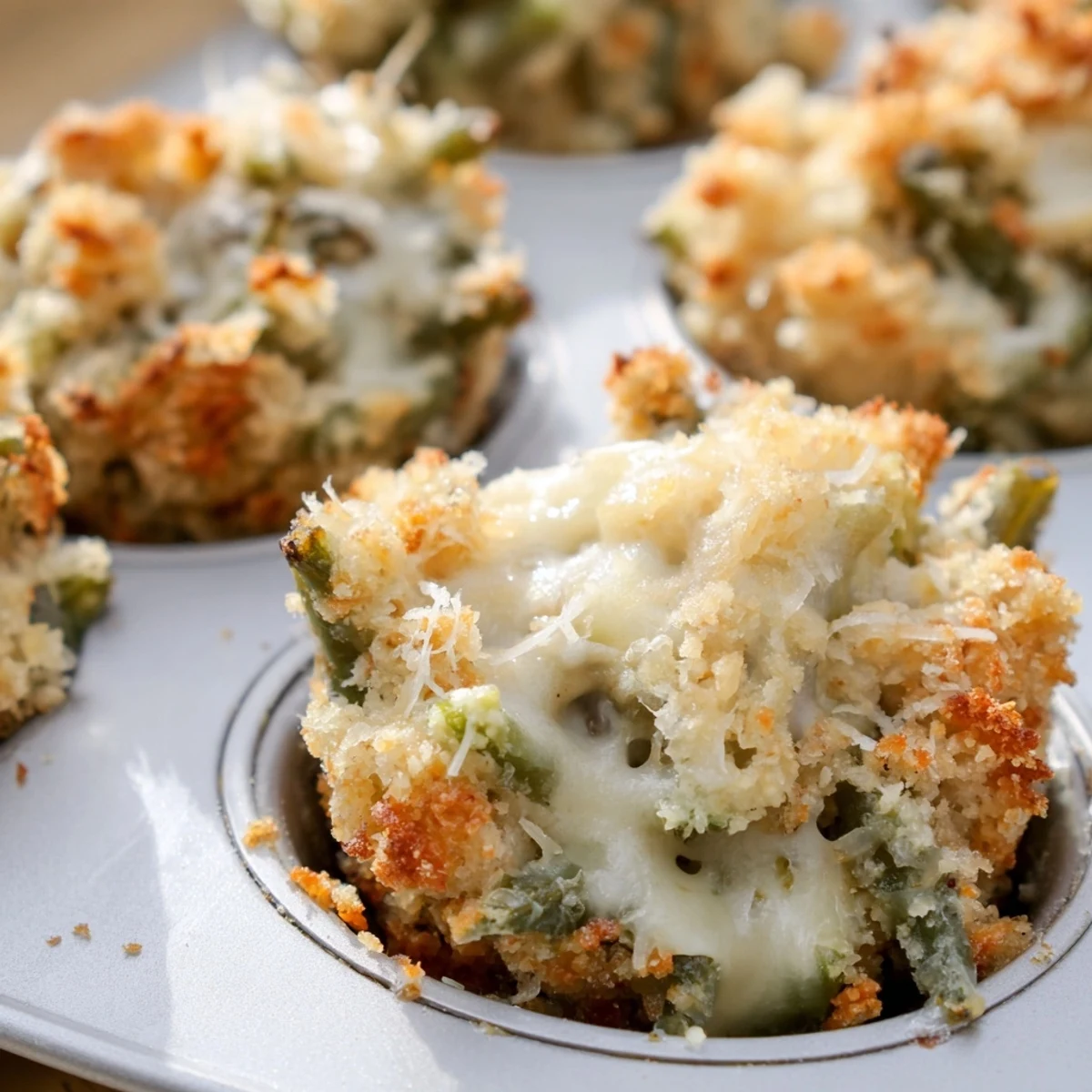 Fresh green beans baked in creamy garlic Parmesan sauce in perfectly portioned handheld cups