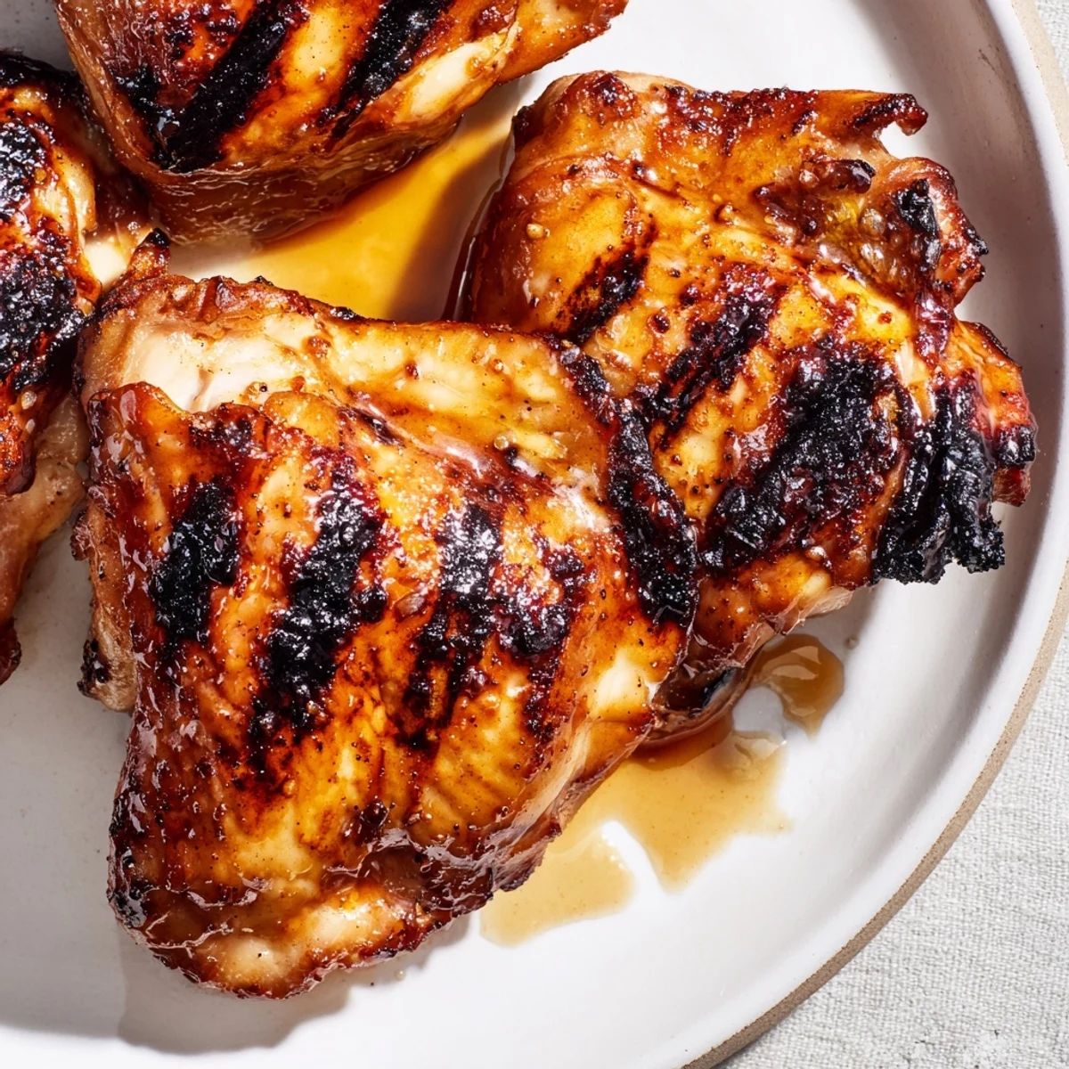 Juicy bone-in chicken thighs coated in killer chicken thigh marinade with caramelized herb crust