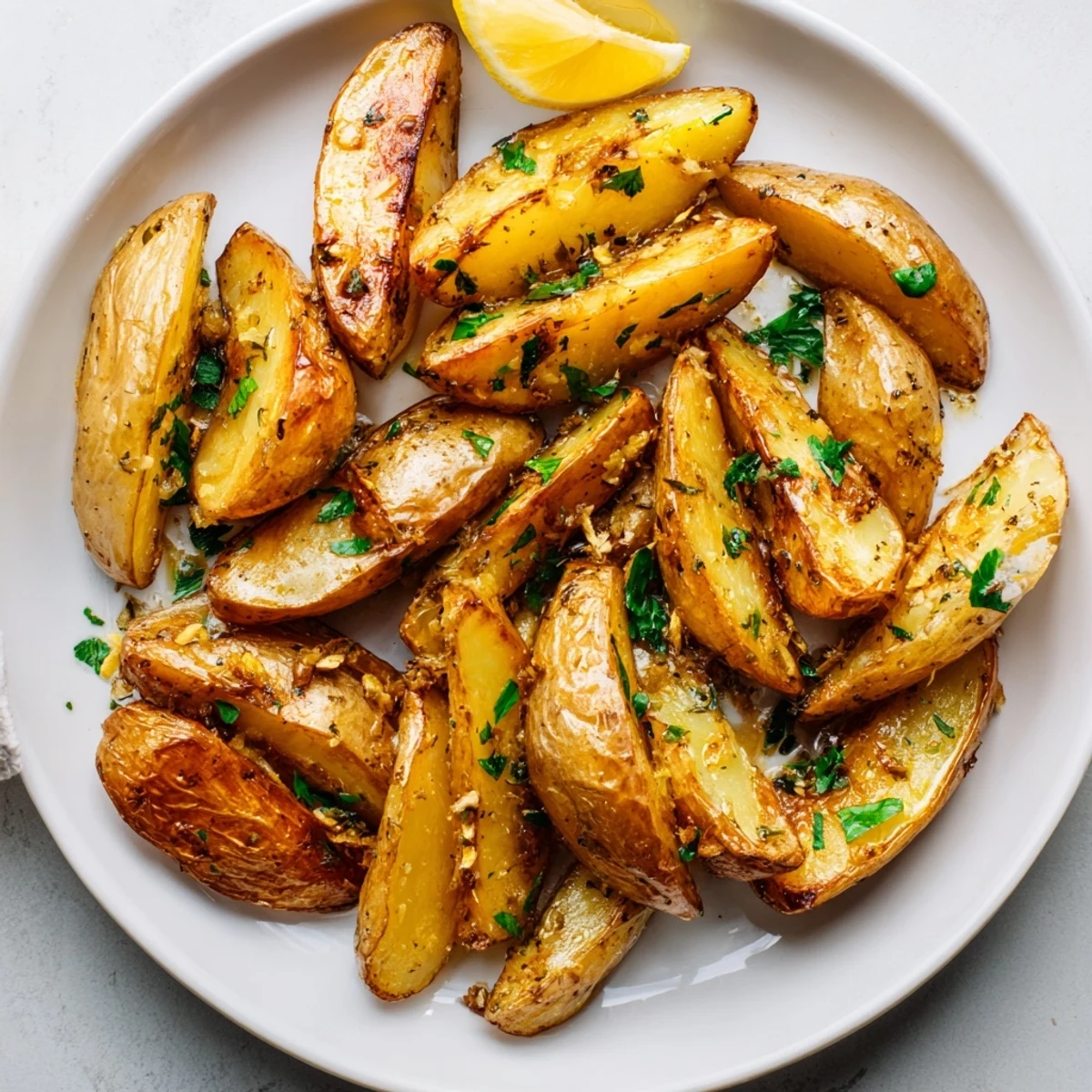 Sizzling edges, soft centers—Authentic Greek Lemon Potatoes Recipe ideal alongside grilled lamb