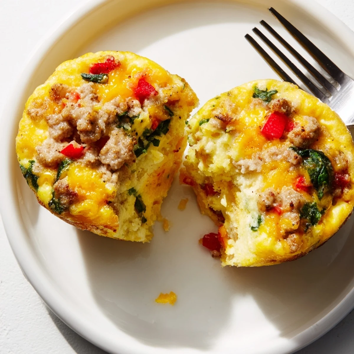 Turkey Sausage Egg Muffins cooling in tin, golden tops and savory aroma