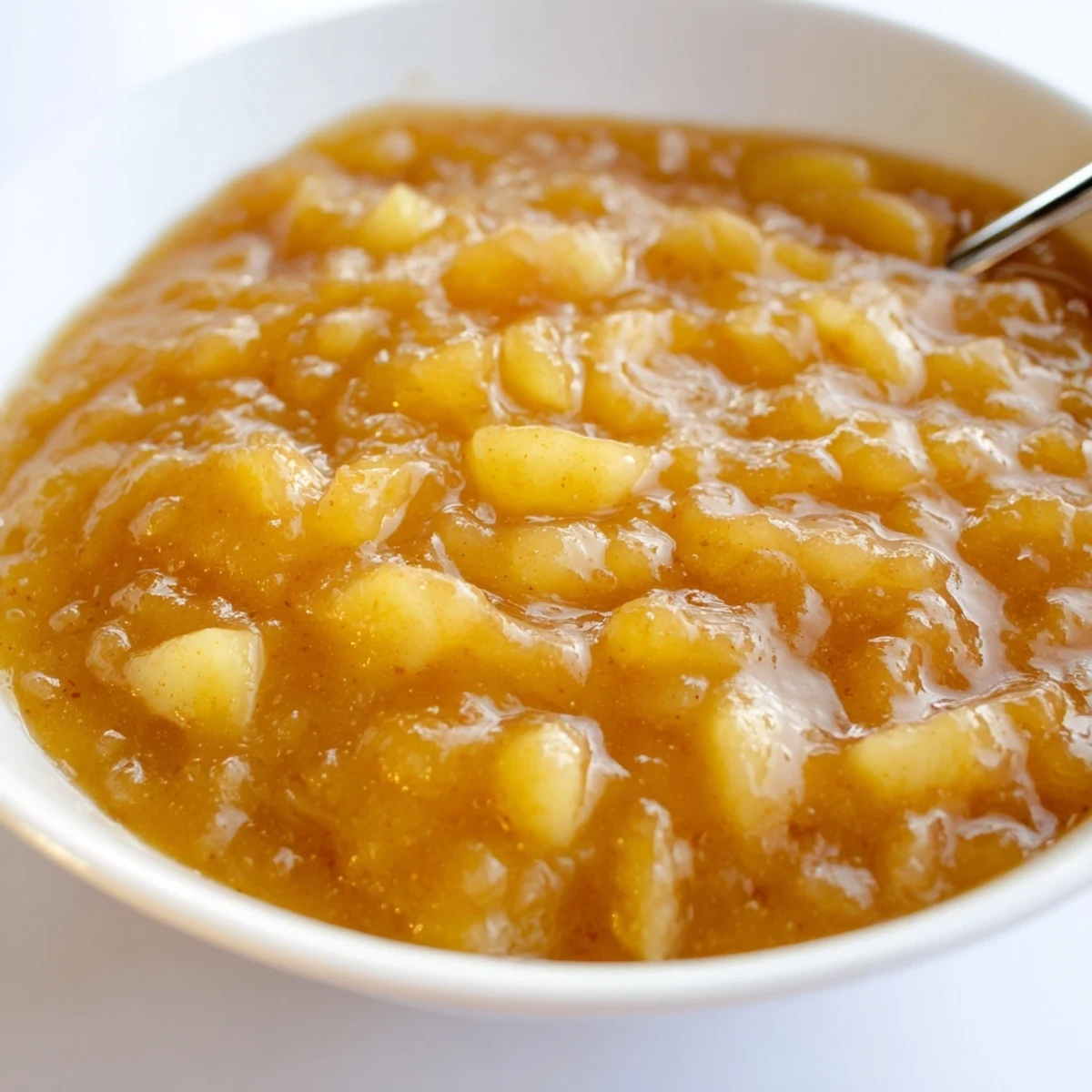 Warm Fall Caramel Apple Jam spooned over buttered toast, sticky amber ribbons.