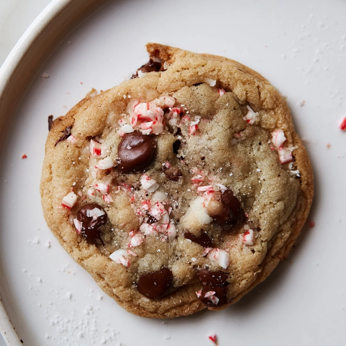 Warm Peppermint Chocolate Chip Cookies cooling on a rack, chocolate melting, mint aroma.