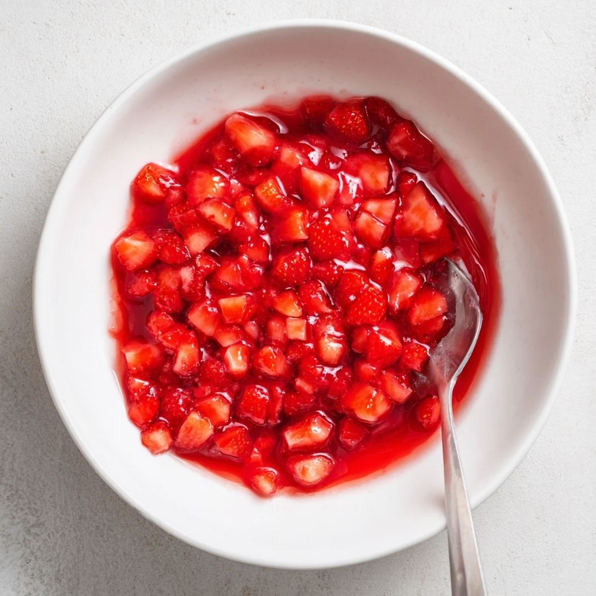 Tart-sweet Strawberry Cake Filling Recipe cooling in saucepan, ready for layering