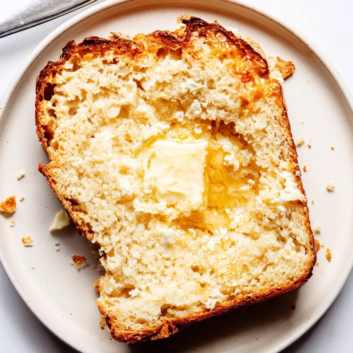 Sliced Cottage Cheese Loaf Bread with buttery crust, tender, slightly tangy interior
