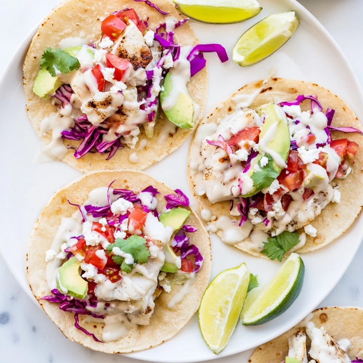 Light and refreshing grilled fish cilantro tacos loaded with vibrant toppings and zesty lime