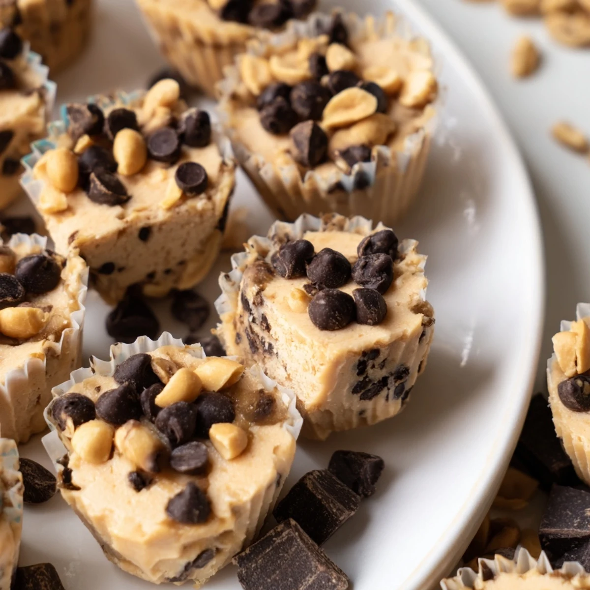 Close up of frozen peanut butter Greek yogurt bites ready for healthy snacking