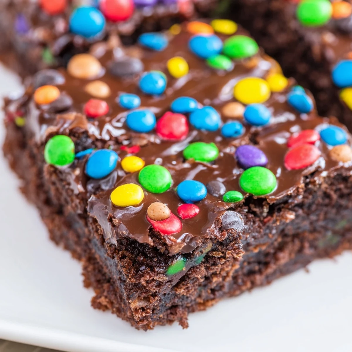 Gourmet Cosmic Brownies Bars with glossy ganache and colorful crunchy candy topping