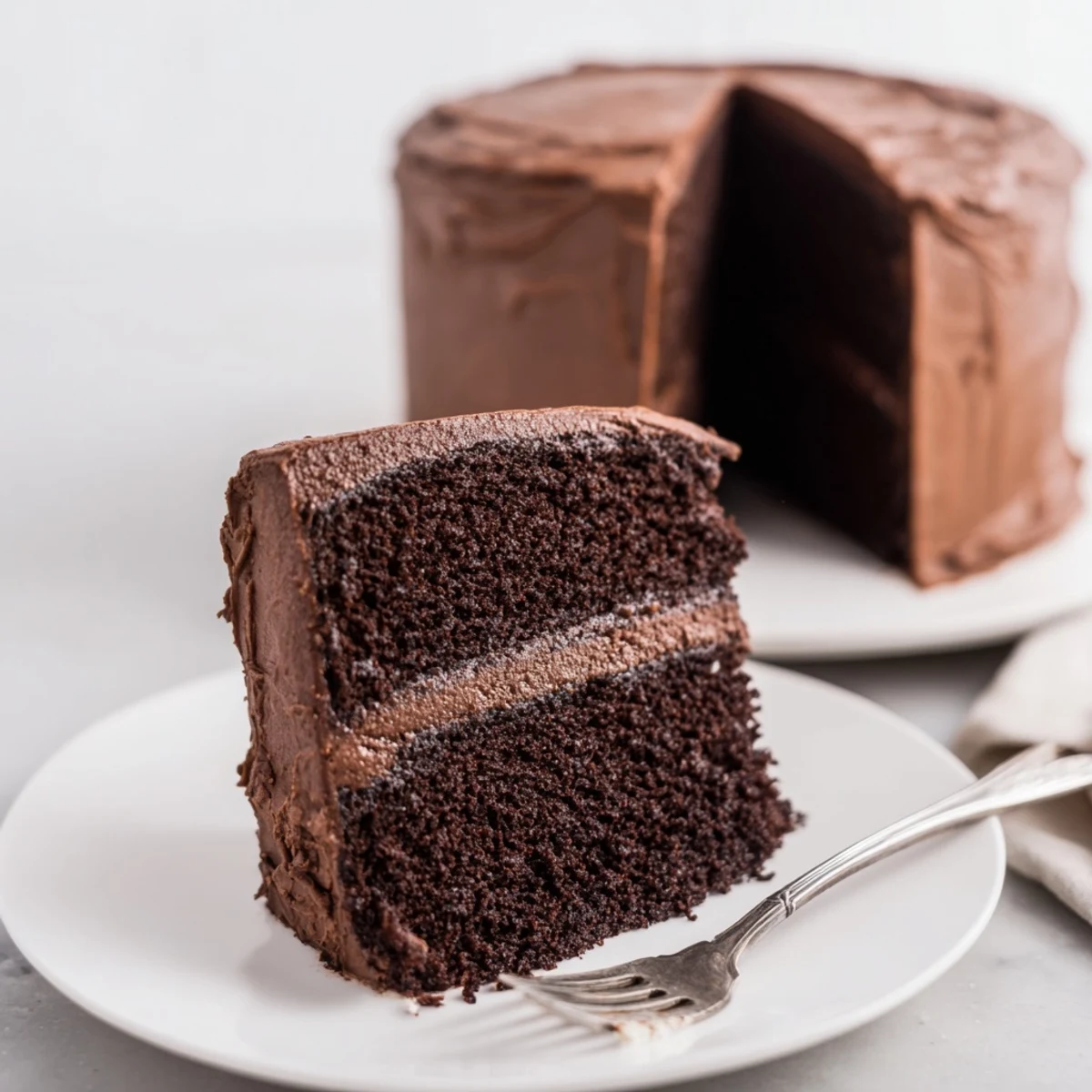 Decadent Chocolate Cake Recipe on wire rack cooling, rich crumbs visible  