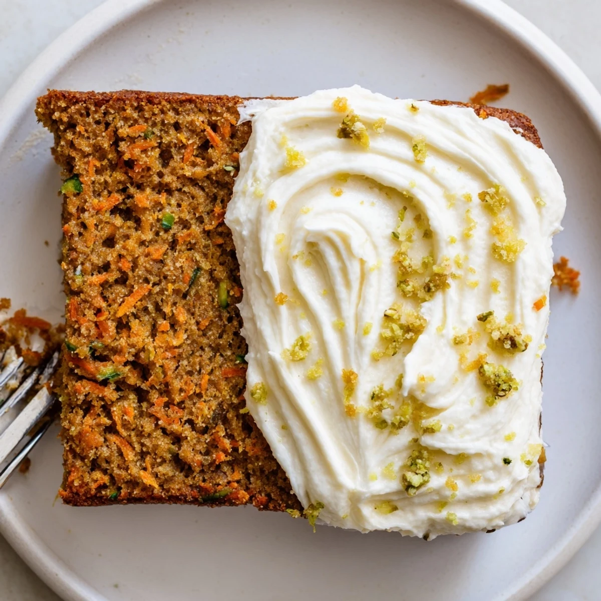 Sliced Spiced Ginger Carrot And Zucchini Bars With Lemon Cream Cheese Frosting, zesty finish.