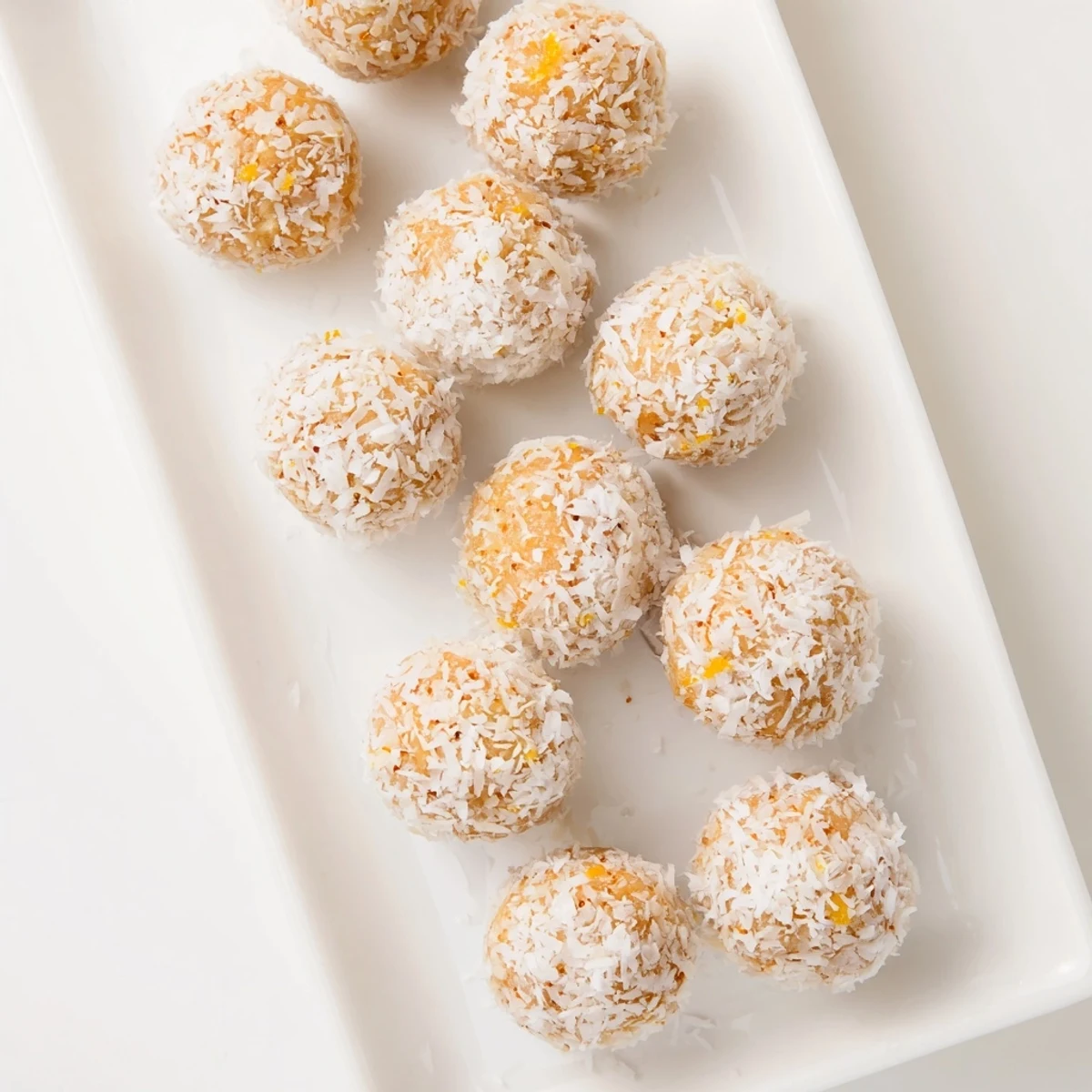 Golden no-bake Citrus Bliss Bites garnished with lemon and orange zest on serving tray