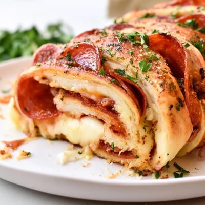 Gooey mozzarella and pepperoni stuffed inside freshly baked golden pizza roll breadsticks